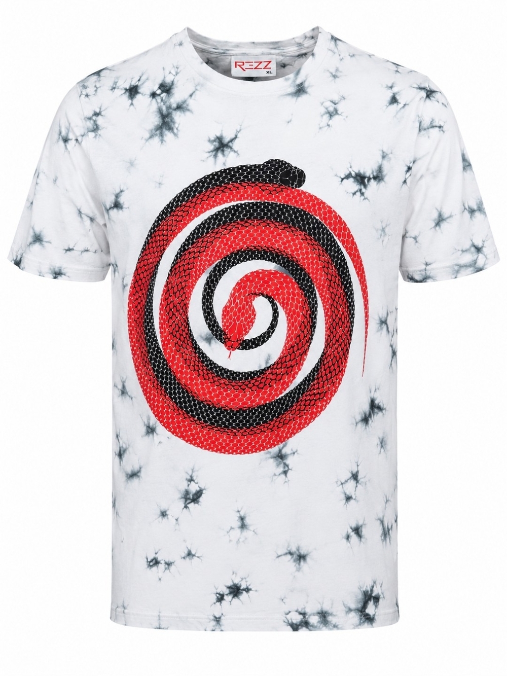 REZZ Snake Graphic Tie Dye T-Shirt XL White Black Red Streetwear Y2K Cotton Tee